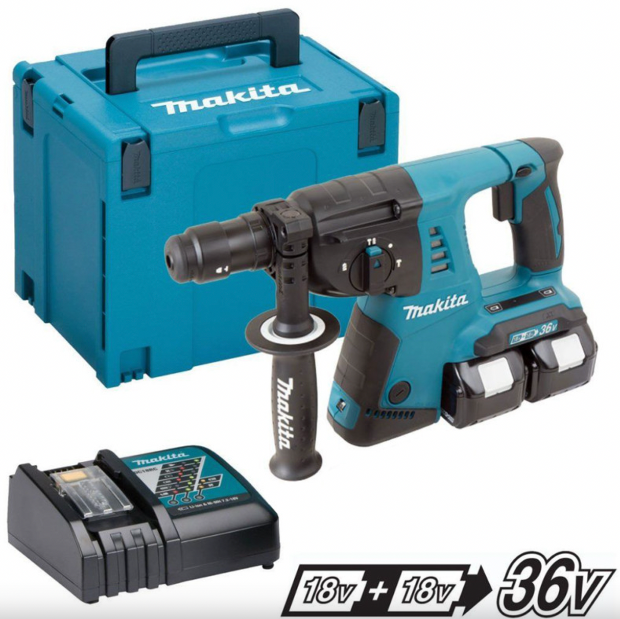 Martello perforatore 36V SDS-Plus (2x5,0 Ah) in MAKPAC - MAKITA DHR264RTJ+ GUANTI IN OMAGGIO GRIPPAZ