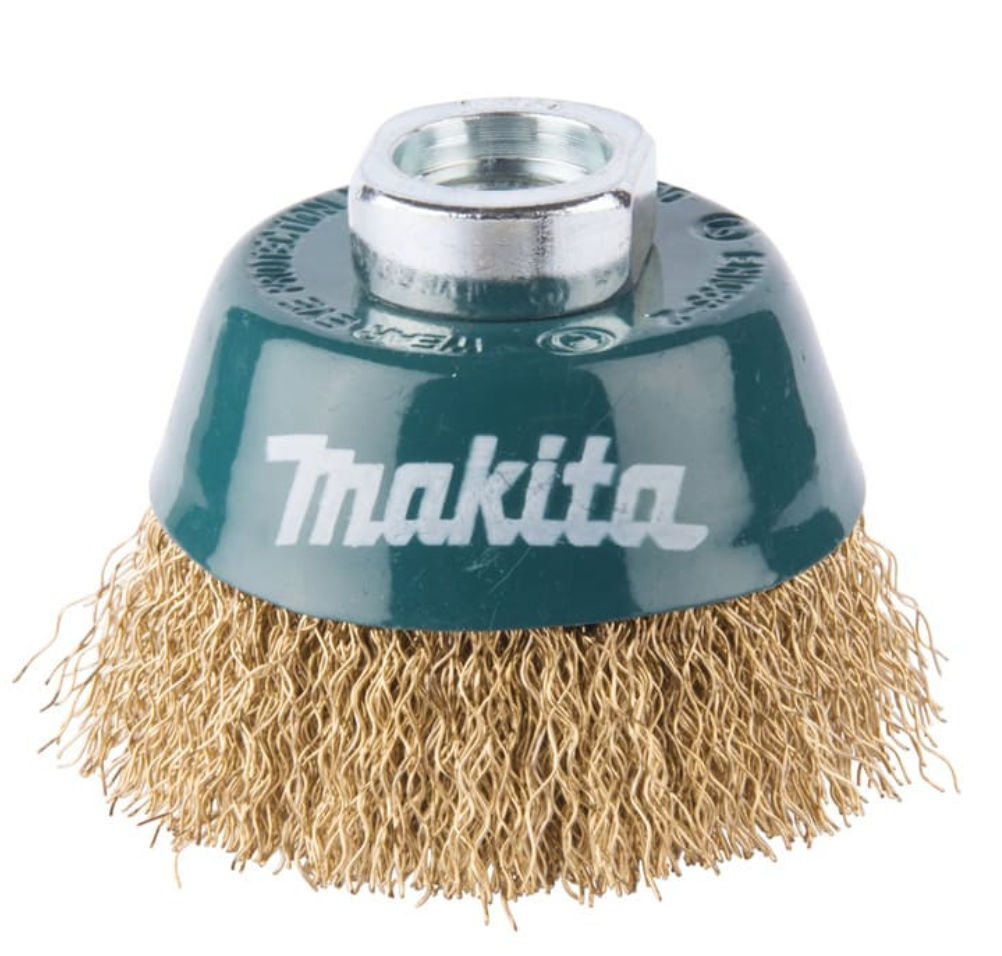 Spazzola a tazza con fili in acciaio ottonato e ondulato per smerigliatrice - MAKITA D-39746