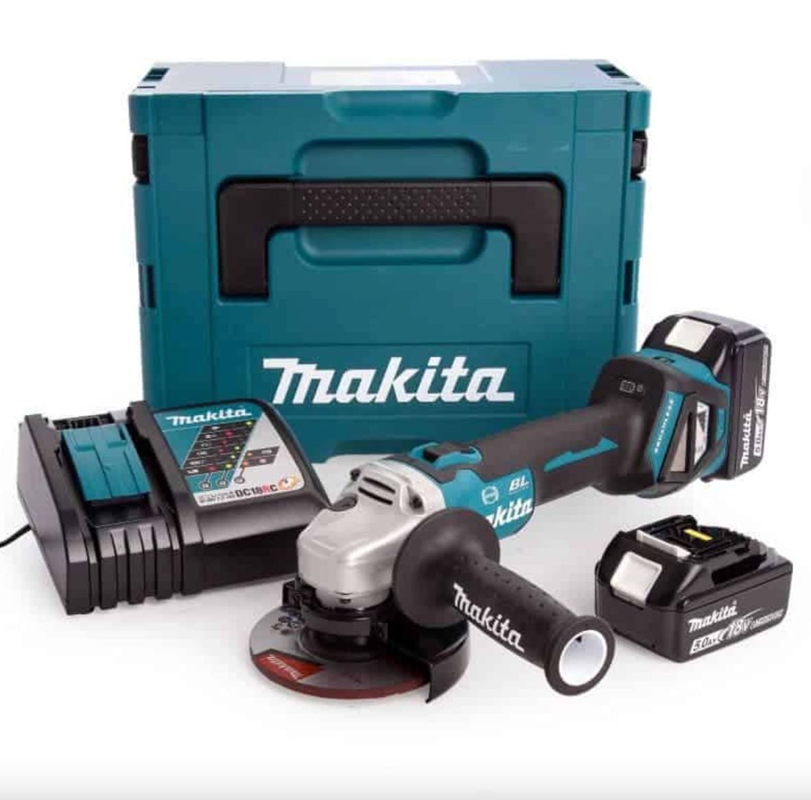 Smerigliatrice angolare 18V LXT Ø125 mm (2x5,0 Ah) in MAKPAC - MAKITA DGA513RTJ