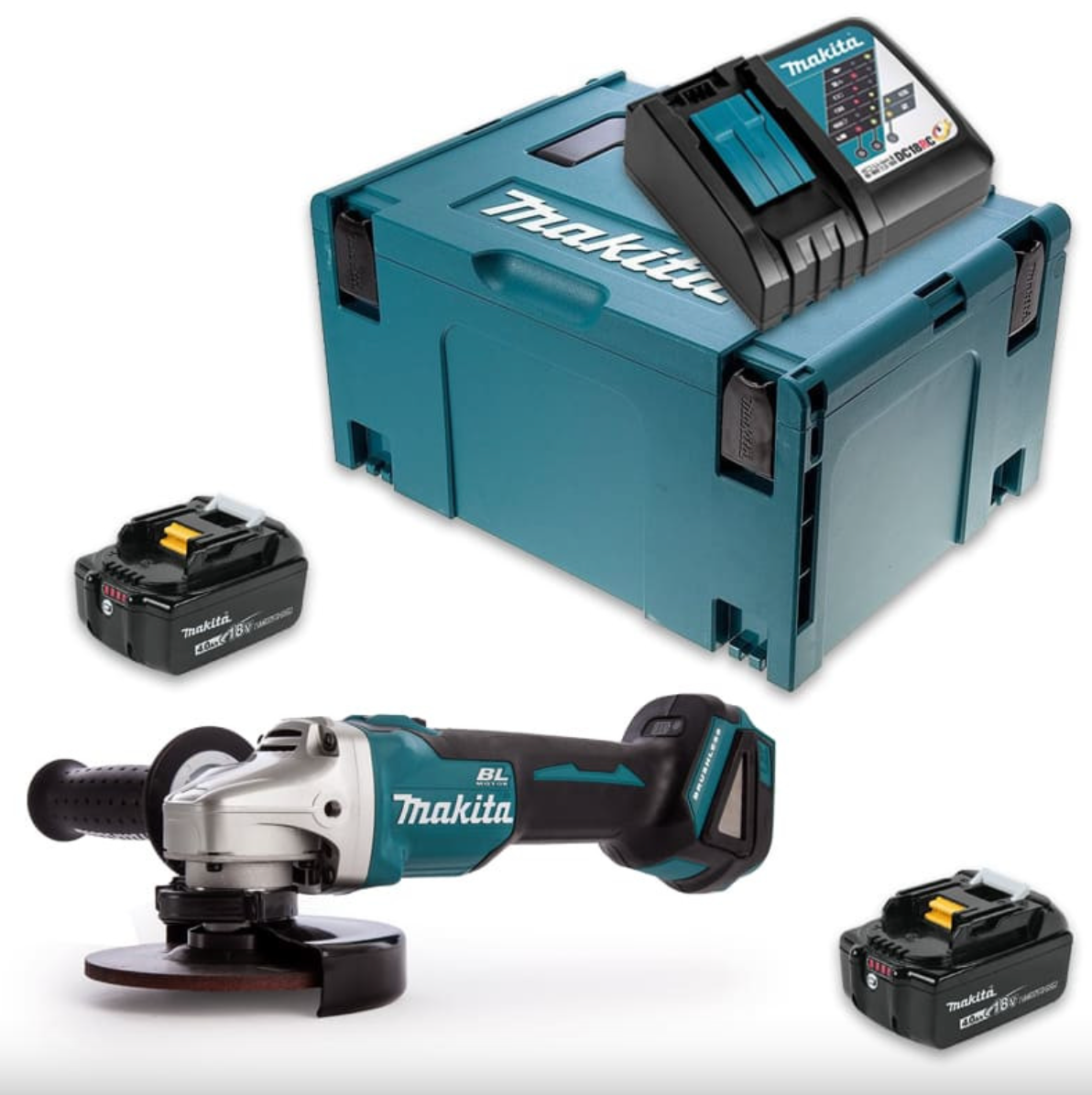 Smerigliatrice angolare 18V LXT Ø125 mm (2x4,0 Ah) in MAKPAC - MAKITA DGA506RMJ