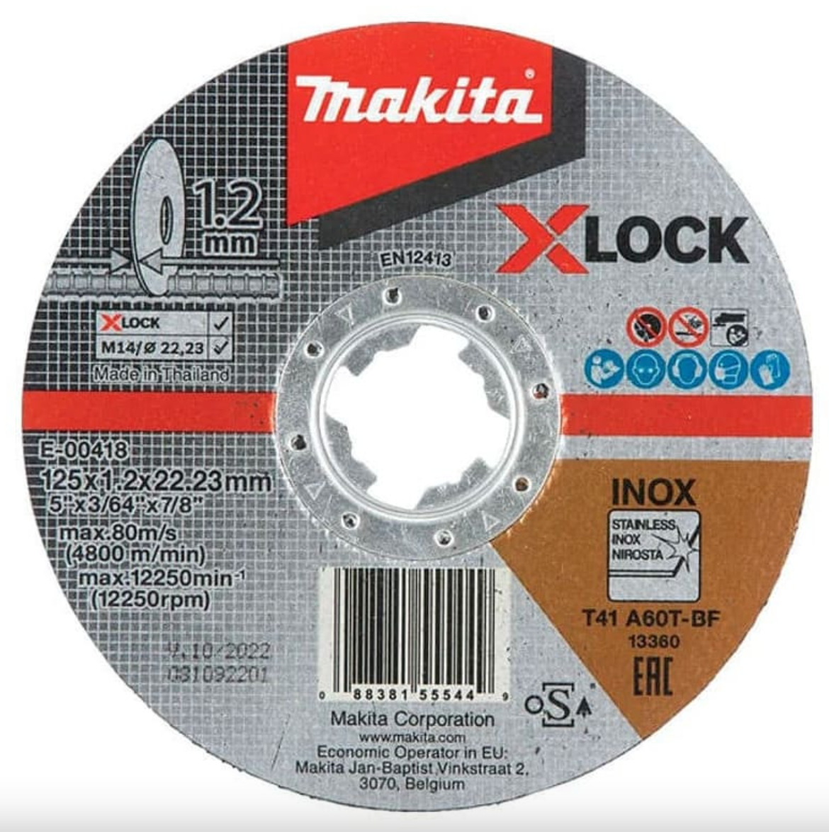 Disco da taglio in metallo/acciaio inox Ø125 mm X-LOCK - MAKITA E-00418